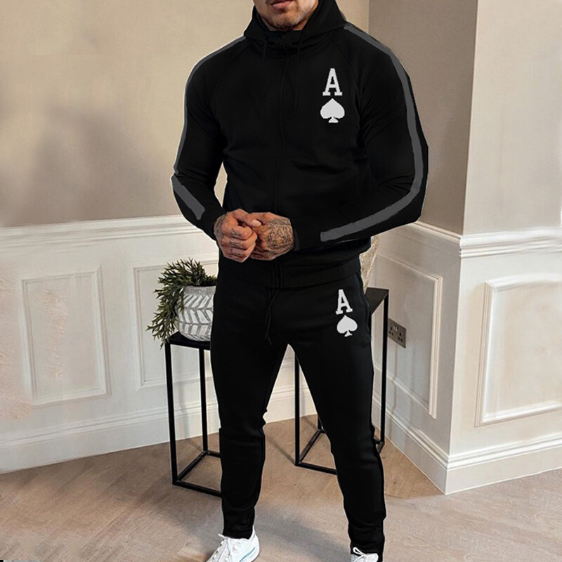 New Spring And Autumn Casual Suit Men&#39;s Trendy Fashion Hooded Zipper Shirt Men&#39;s Two-piece Sportswear