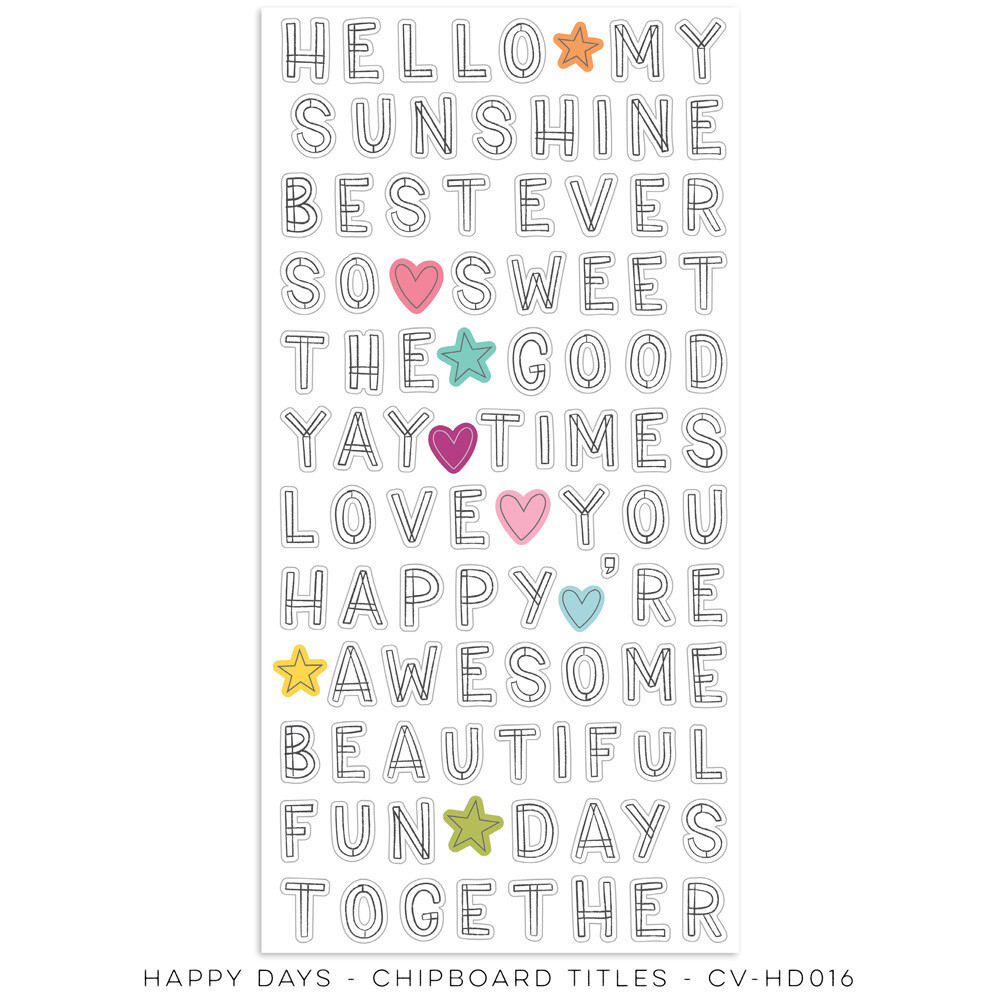 HAPPY DAYS - CHIPBOARD TITLE STICKERS