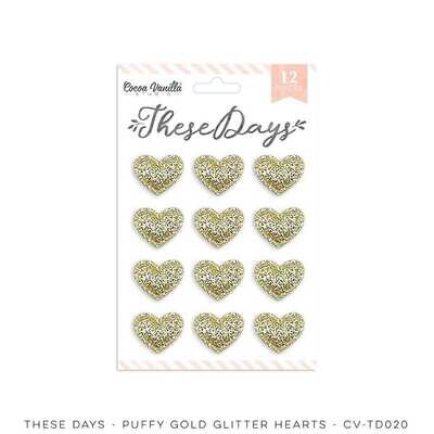 THESE DAYS - GOLD GLITTER PUFFY HEARTS