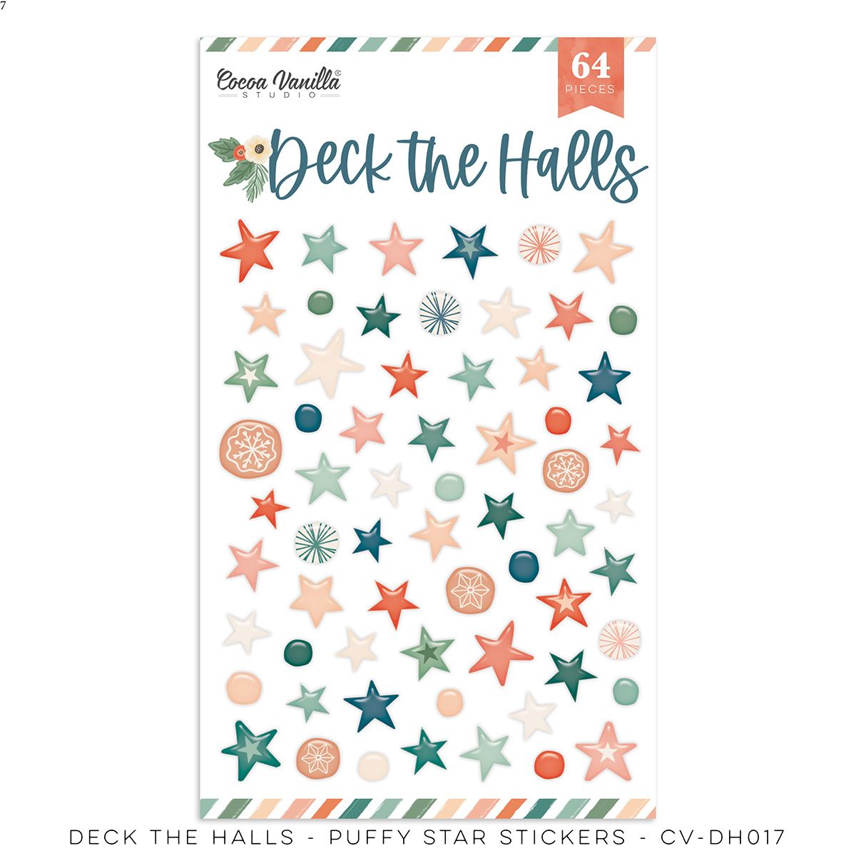 Deck The Halls - Puffy Star Stickers