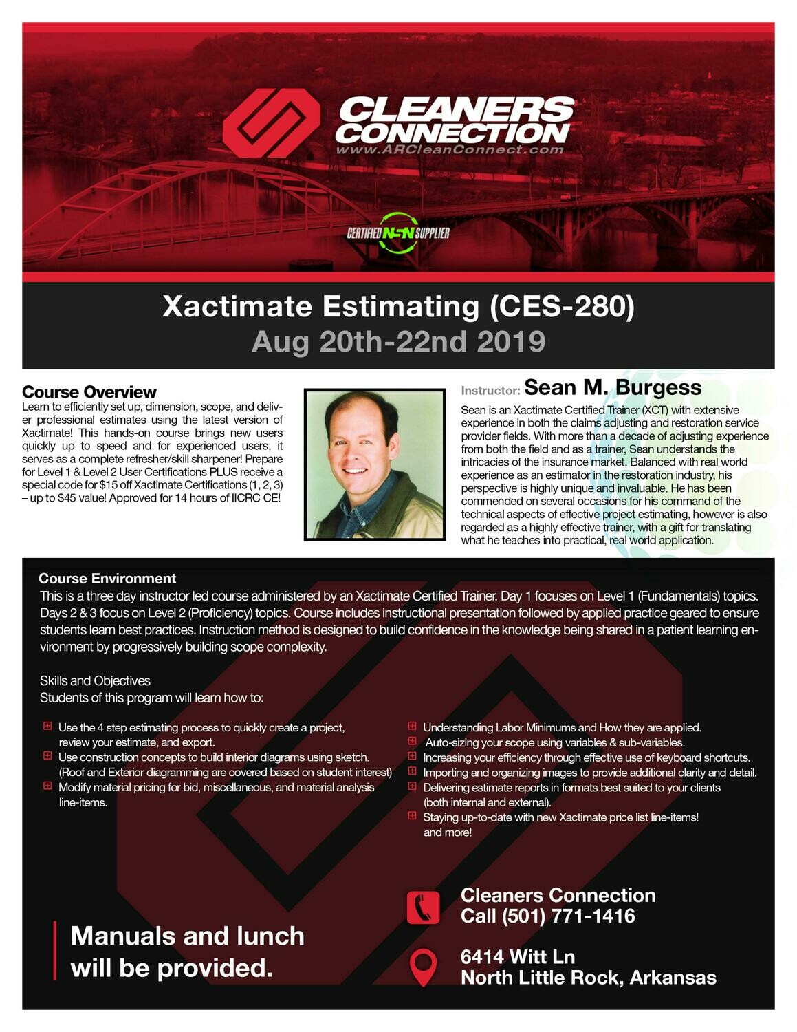 (SOLD OUT) Xactimate Estimating Class: Aug. 20th - 22nd 2019 | To find out more, call 800-391-4244 Mon-Fri 9am to 5pm.