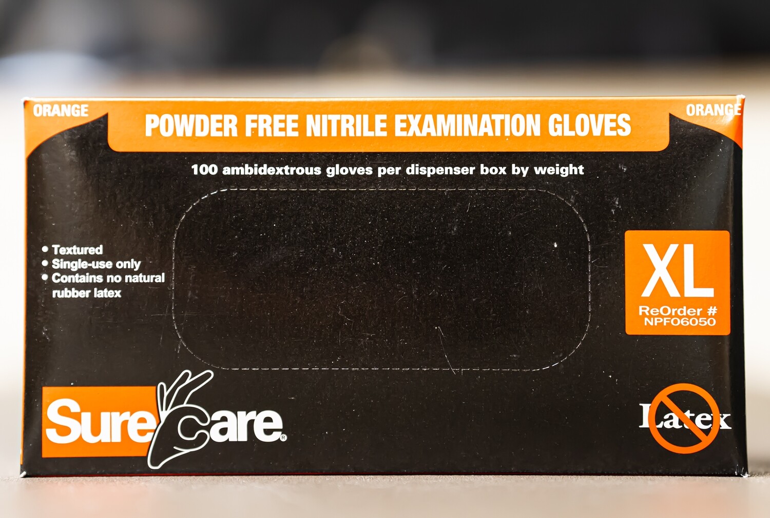 Nitrile Gloves, Orange, 6mill, textured XL by Sure Care