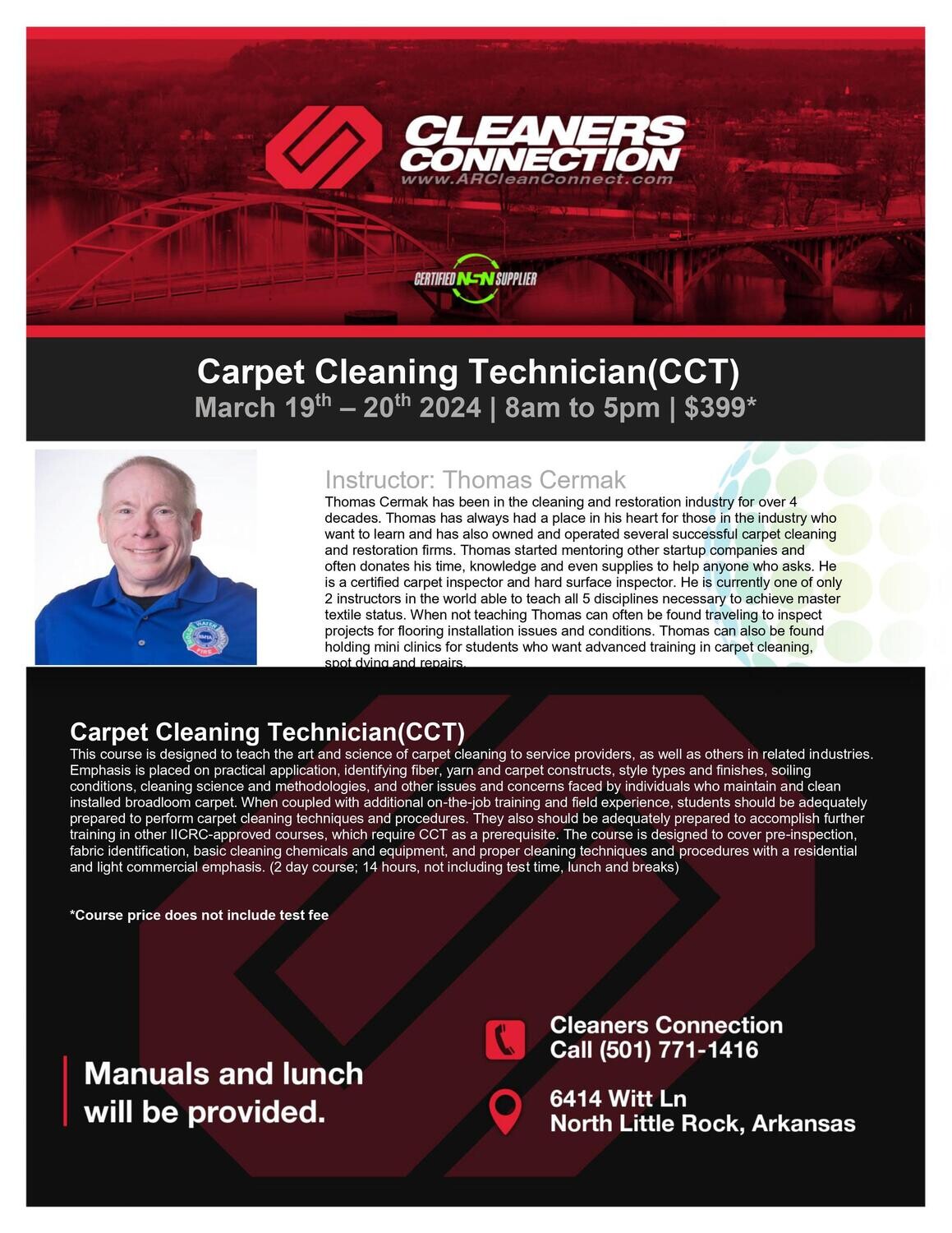 Carpet Cleaning Technician Course  March 19th-20th. 2024