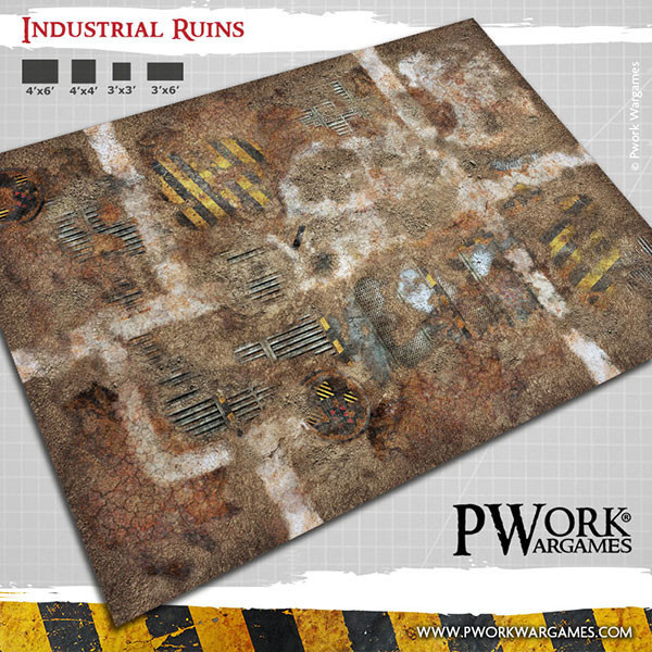 Industrial Ruins - Wargames Terrain Mat PVC Vinyl - 22x33