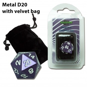 D20 Metal with velvet bag - Purple Random - Metallwürfel