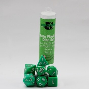 16mm Role Playing Dice Set - Green Grün (7 Dice) - Rollenspielwürfel
