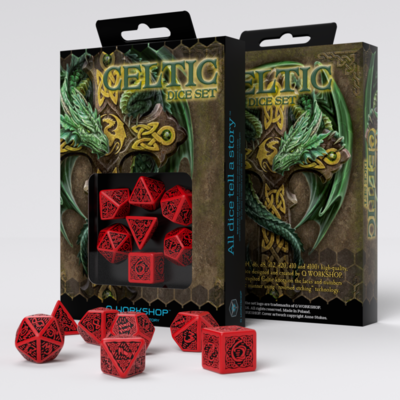 Celtic 3D Revised Red & black Dice Set (7) - Q-Workshop