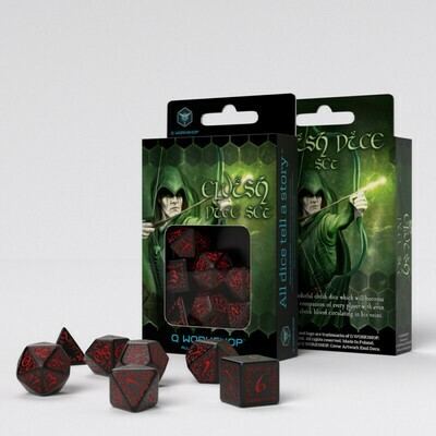Elvish Black & red Dice Set (7) - Q-Workshop