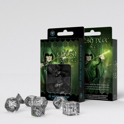 Elvish Translucent & black Dice Set (7) - Q-Workshop