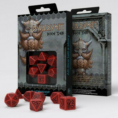 Dwarven Red & black Dice Set (7) - Q-Workshop
