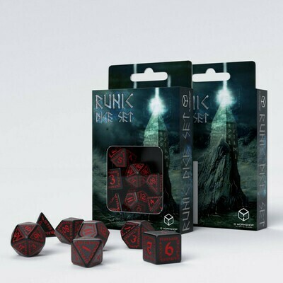 Runic Black & red Dice Set (7) - Q-Workshop