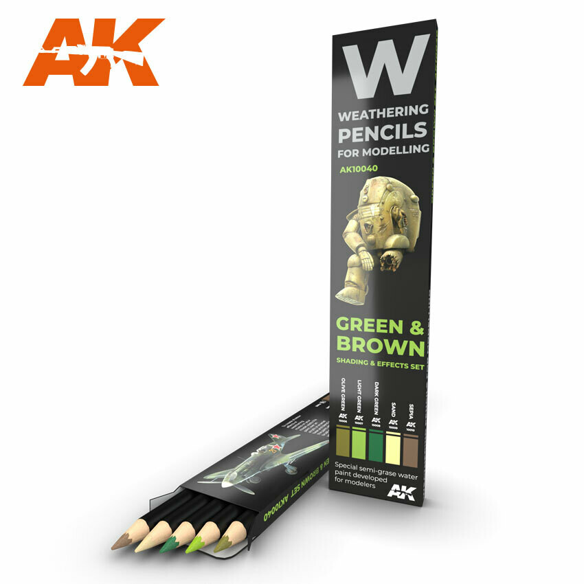 Watercolor Pencil Set Green and Brown Camouflages - AK Interactive