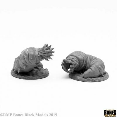 Giant Maggots (2) - Bones Black - Reaper Miniatures