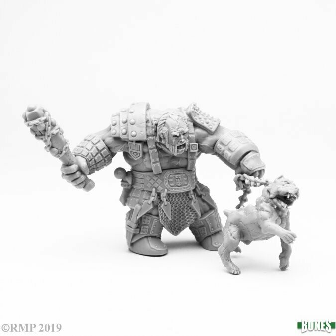 Fire Giant Huntsman w/ Hell Hound - Bones - Reaper Miniatures