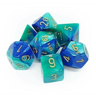 Blue-Teal/gold Gemini - 7-Die Set (7) - Chessex
