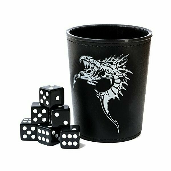 Dice Cup - Black /w Dragon Emblem - Würfelbecher