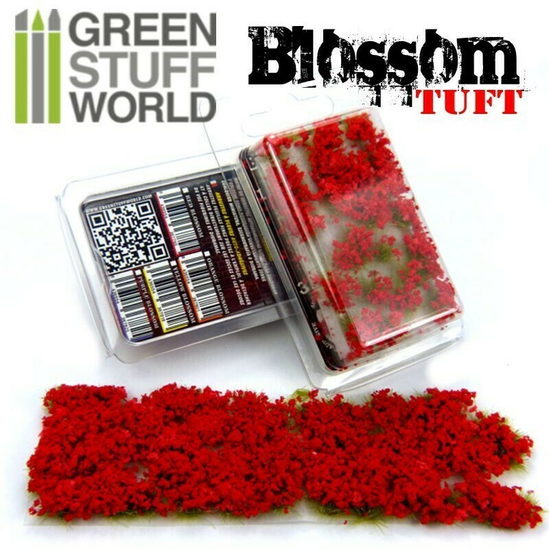 Blumenbüscheln - Selbstklebend - 6mm - ROTE Blumen Blossom Tuft - Grau - Greenstuff World