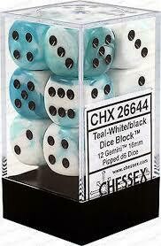 Teal-White/black - 16mm (12) - Chessex
