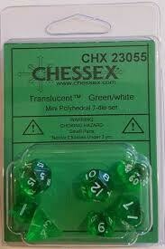 Translucent Green/white Mini Polyhedral 7-Die Set (7) - Chessex Translucent Green/white Mini Polyhedral 7-Die Set (7) - Chessex