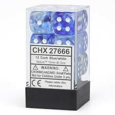 Dark Blue/white Dice Block (12) Nebula - Chessex