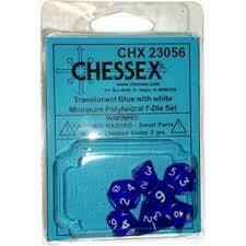 Translucent Blue/white Mini Polyhedral 7-Die Set (7) - Chessex