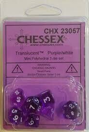 Translucent Purple/white Mini Polyhedral 7-Die Set (7) - Chessex Translucent Purple/white Mini Polyhedral 7-Die Set (7) - Chessex