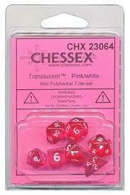 Translucent Pink/white Mini Polyhedral 7-Die Set (7) - Chessex Translucent Pink/white Mini Polyhedral 7-Die Set (7) - Chessex