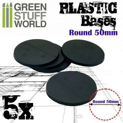 50 mm Runde Kunststoffbasen - Schwarz (5x) - Greenstuffworld
