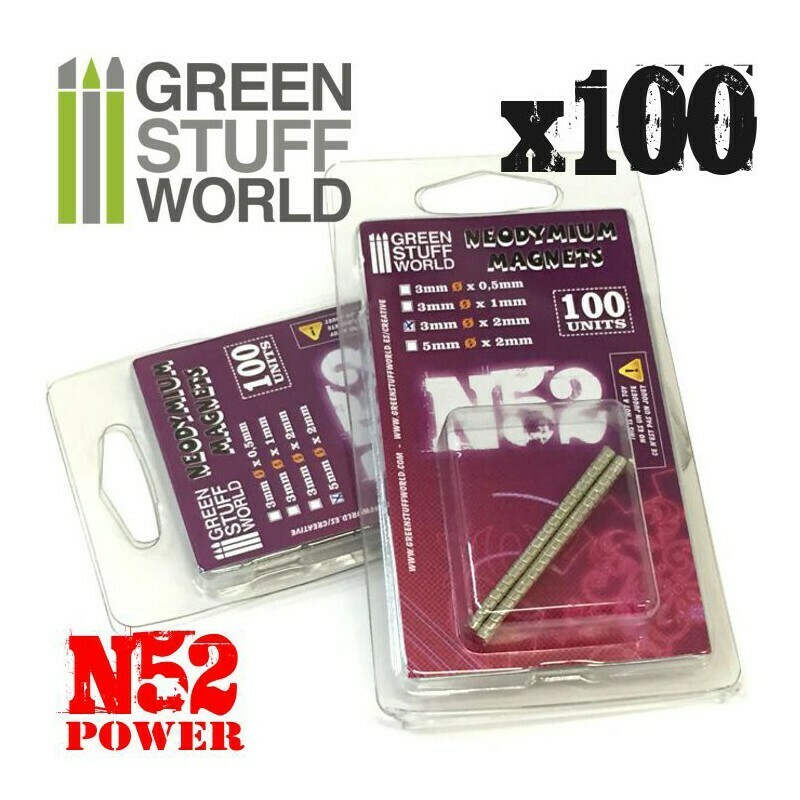 Neodym-Magnete 3x1mm - 100 stück (N52) - Greenstuff World