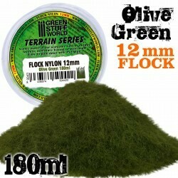 Elektrostatisches Gras 12mm - Olivgrün - Flock Nylon Olive Green - 180ml - Greenstuff World