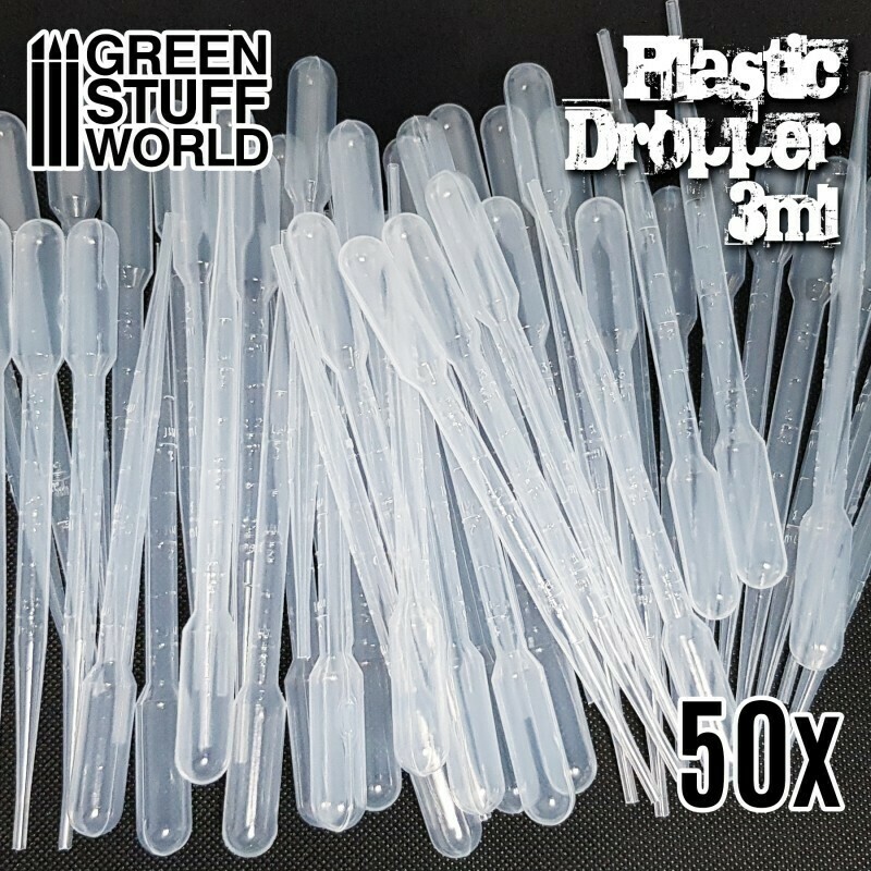 Airbrush lange Pipetten Set 50x Plastic Dropper 3ml - Greenstuff World