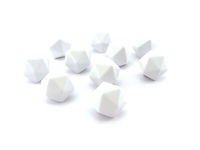 Bag of 10 D20 White Blank Opaque Polyhedral Dice - Chessex