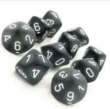 Frosted smoke/white - Opaque Set of Ten D10's (10) - Chessex