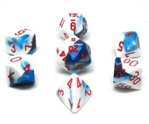 Astral Blue-White/red Gemini - 7-Die Set (7) - Chessex