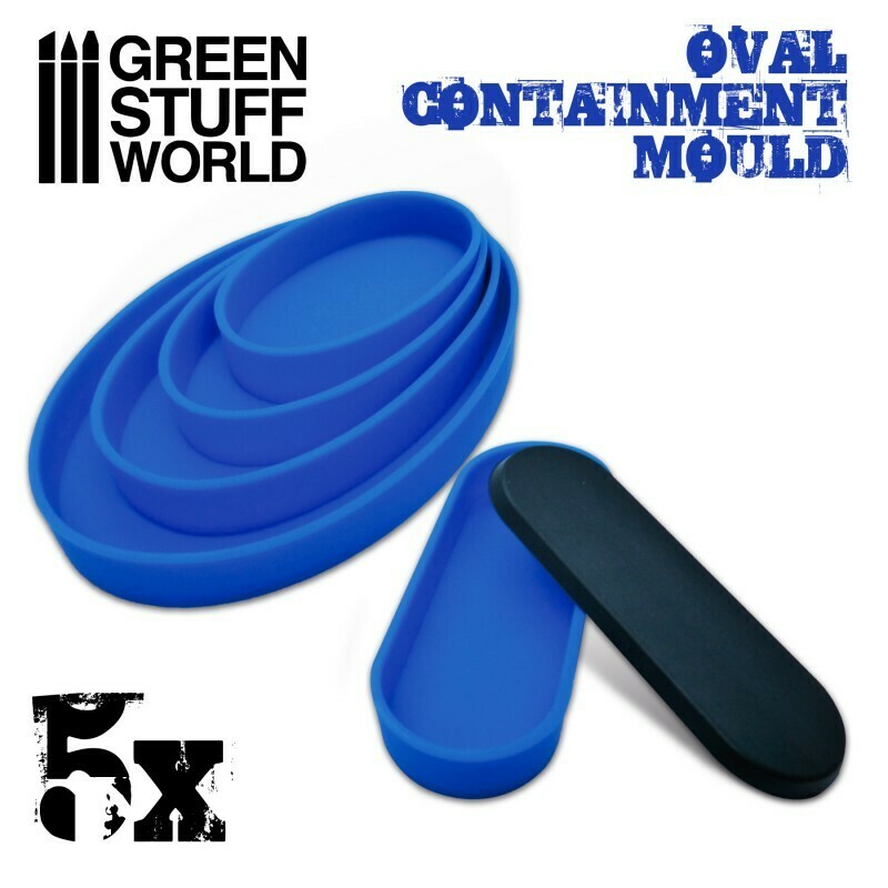 5x Containment Moulds for Bases - Oval - Round - Greenstuff World