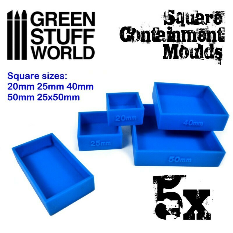 5x Containment Moulds for Bases - Square - Greenstuff World