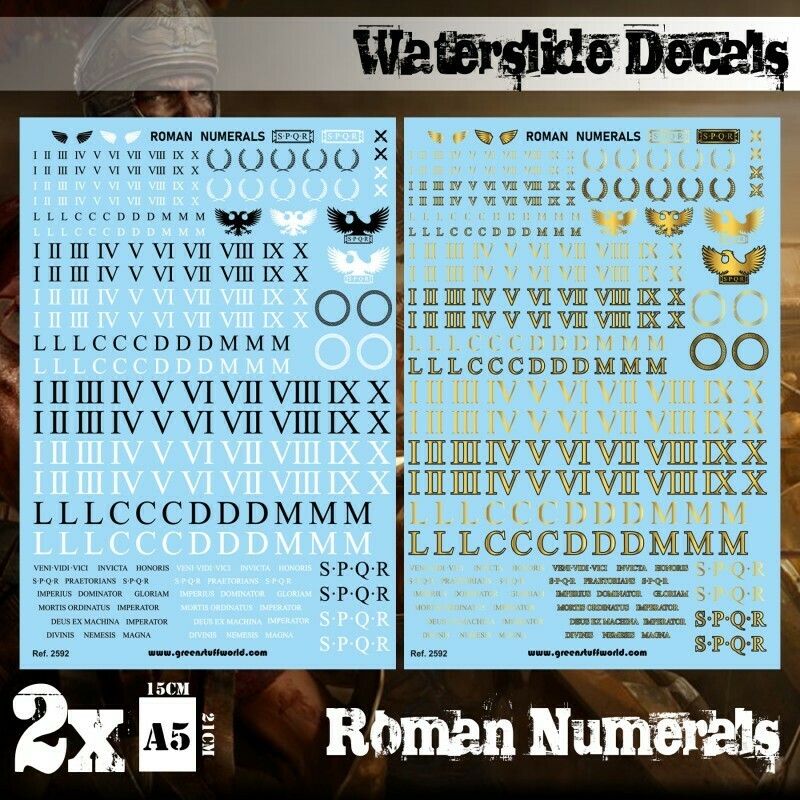Waterslide Decals - Roman Numerals - Decals - Greenstuff World