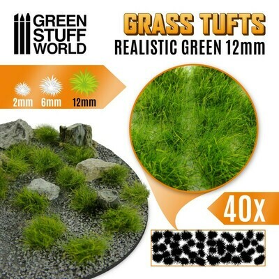 Grasbüschel XL Tufts Grass - Selbstklebend - 12mm - Realistische Grün Realistic Green - Greenstuff World