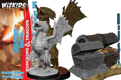 D&D Nolzur's Marvelous Miniatures - Bronze Dragon Wyrmling & Treasure
