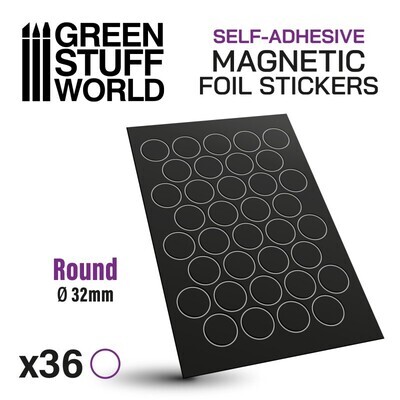 Magnetic Foil Stickers - Vorgeschnittene Magnetfolie - Rund 32mm - Greenstuff World