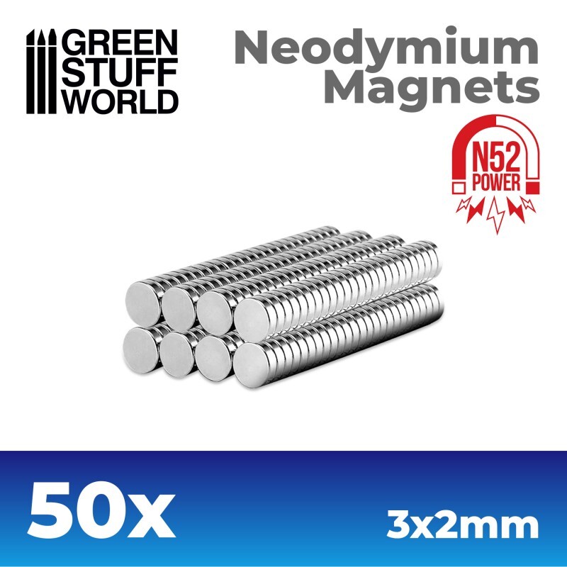 Neodym-Magnete 3x2mm - 100 stück (N52) - Greenstuff World