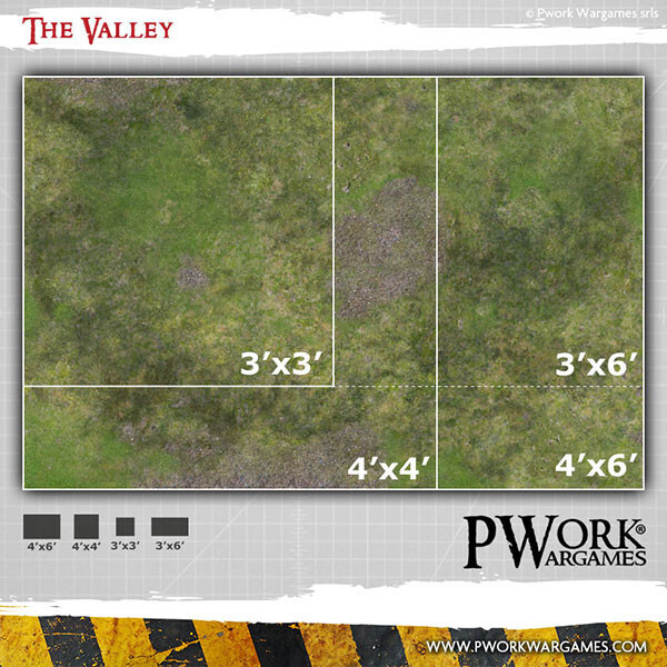 The Valley 3'x3' - Wargames Terrain Mat - Rubber Neoprene - PWork Wargames