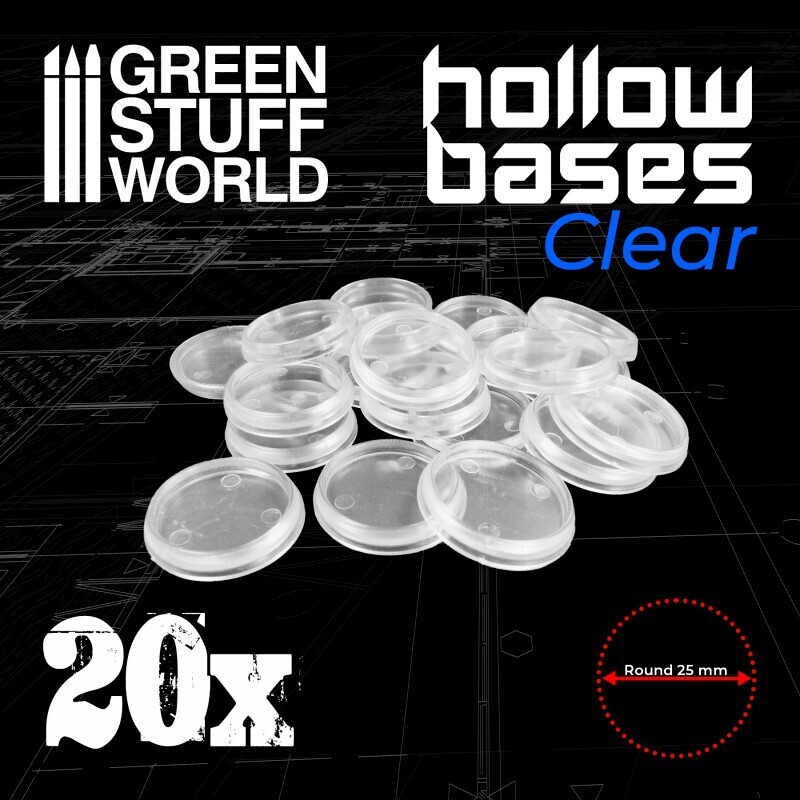Transparente Runde Kunststoffbasen mit Lücke 25mm - Greenstuff World