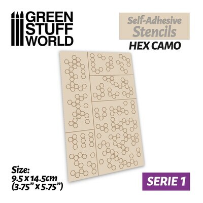 Selbstklebende Schablonen - Sechseckige Camouflage - Self-Adhesive Stencils - Hex Camo - Greenstuff World