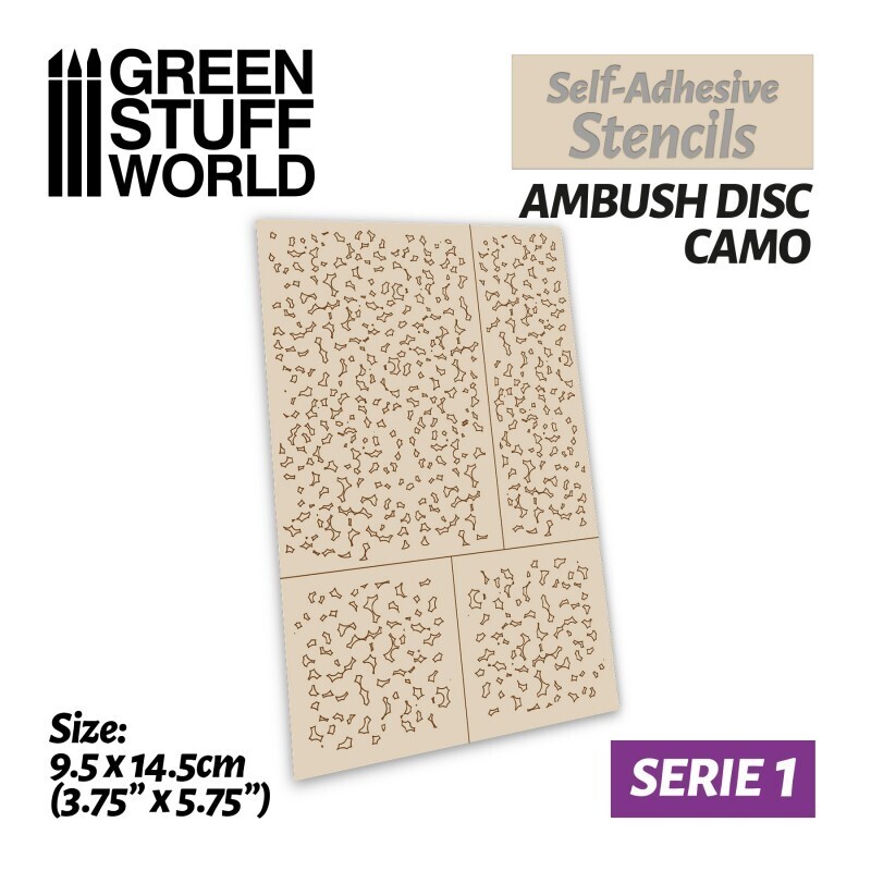 Selbstklebende Schablonen - Hinterhalt Disc Camo - Self-Adhesive Stencils - Ambush Disc Camo - Greenstuff World