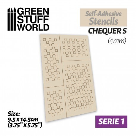 Selbstklebende Schablonen - Chequer S - 4mm - Self-Adhesive Stencils - Greenstuff World