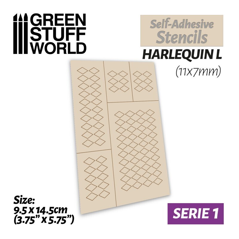Selbstklebende Schablonen - Harlequin L - 11x7mm - Self-Adhesive Stencils - Greenstuff World