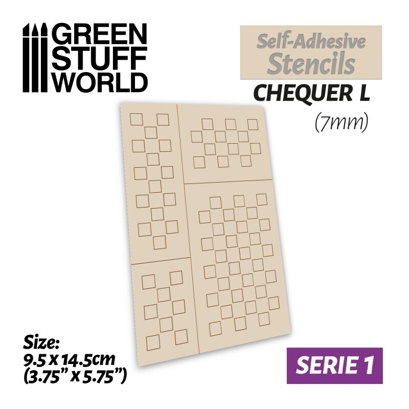 Selbstklebende Schablonen - Chequer L - 7mm - Self-Adhesive Stencils - Greenstuff World