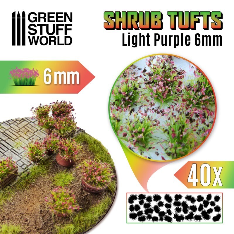 Unkrautbuschel - Selbstklebend - 6mm - Hellviolett Shrub Tuft Purple - Greenstuff World