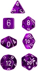 Violett/Weiss - Translucent Polyhedral 7-Die Set (7) - Chessex Violett/Weiss - Translucent Polyhedral 7-Die Set (7) - Chessex